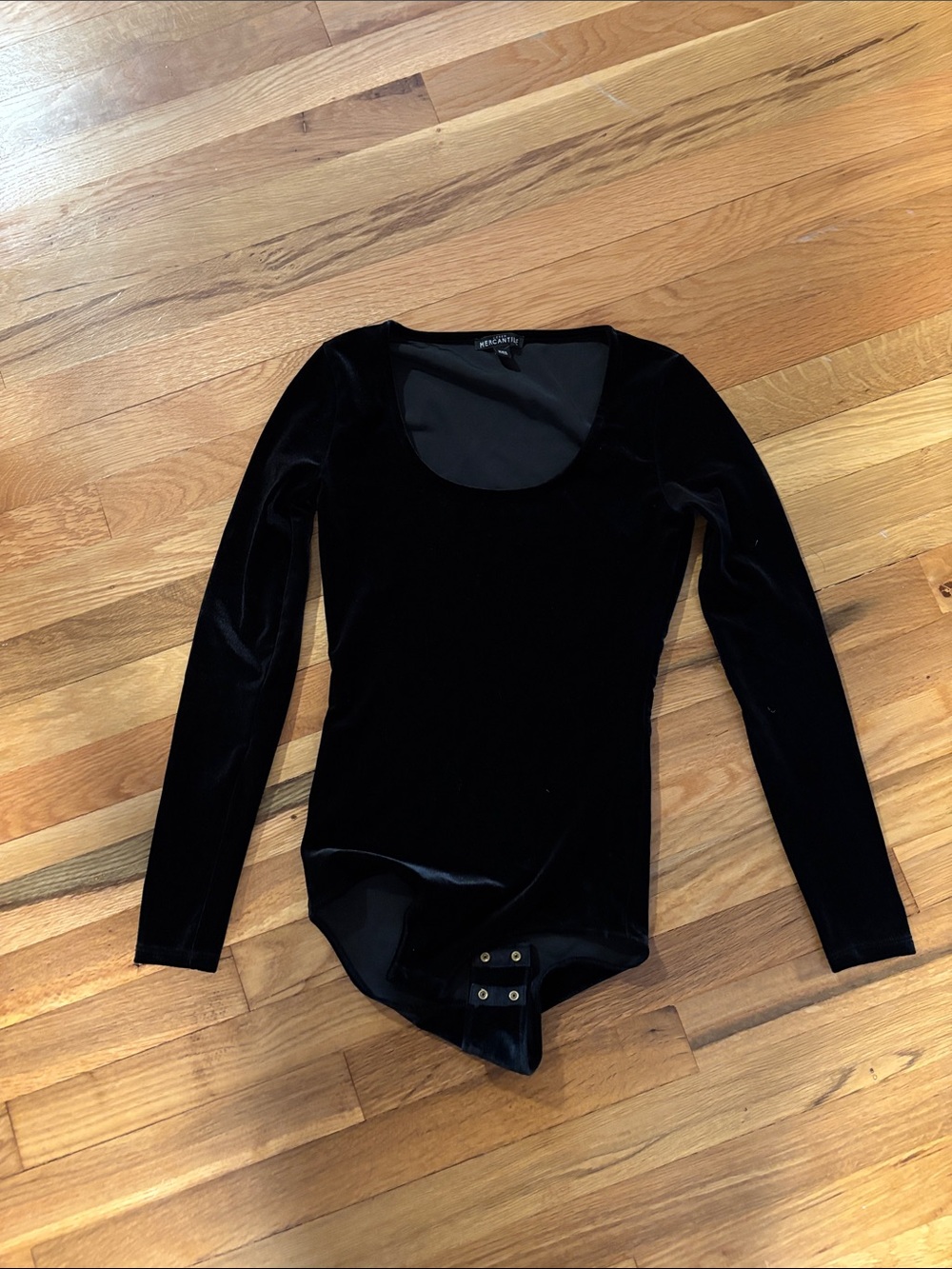 J. Crew Black Velvet Long-Sleeve Bodysuit